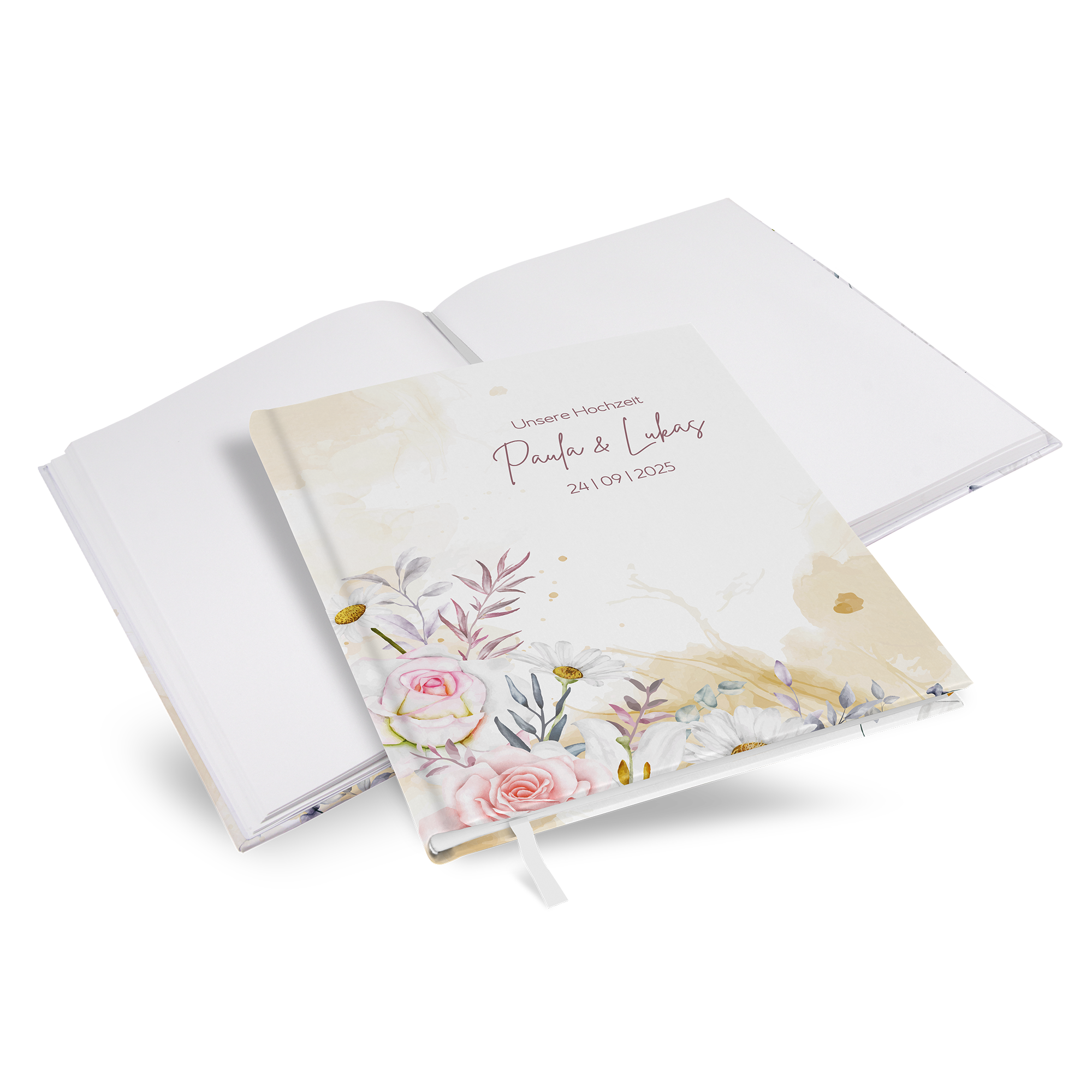 Gästebuch Hochzeit -  Aquarell "lily & rose"