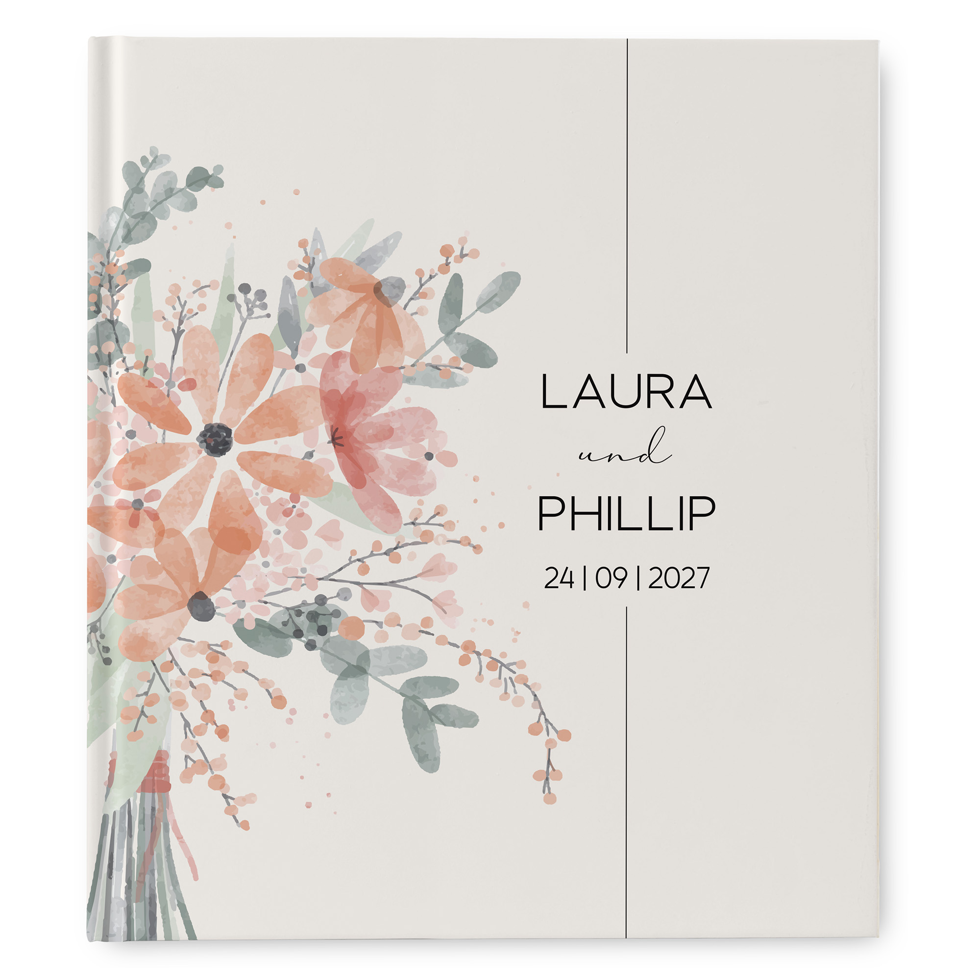 Gästebuch Hochzeit -  Aquarell "terracotta bloom"