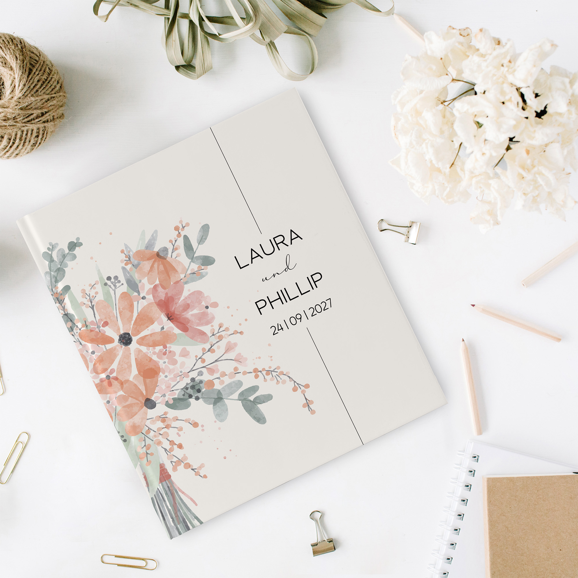 Gästebuch Hochzeit -  Aquarell "terracotta bloom"