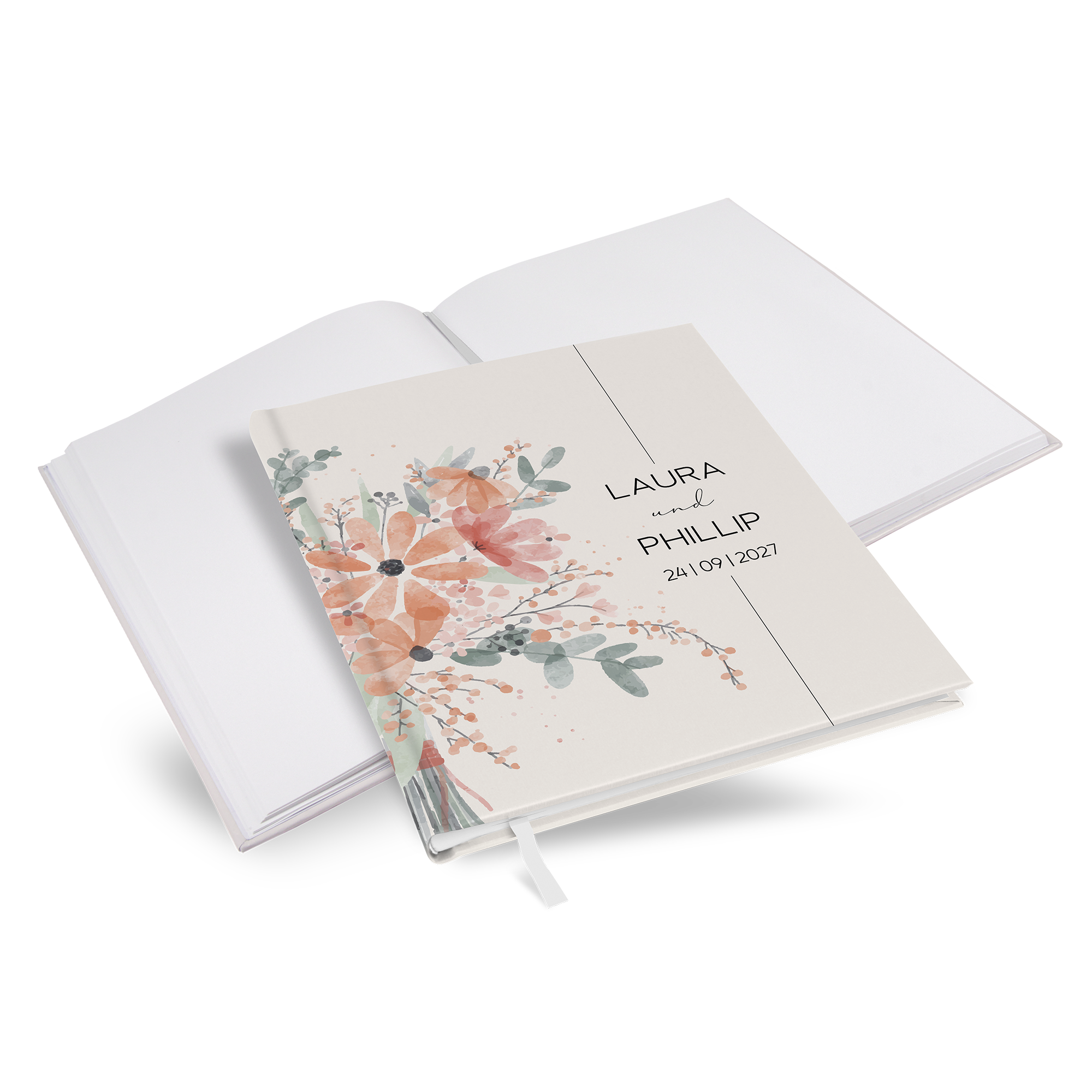 Gästebuch Hochzeit -  Aquarell "terracotta bloom"