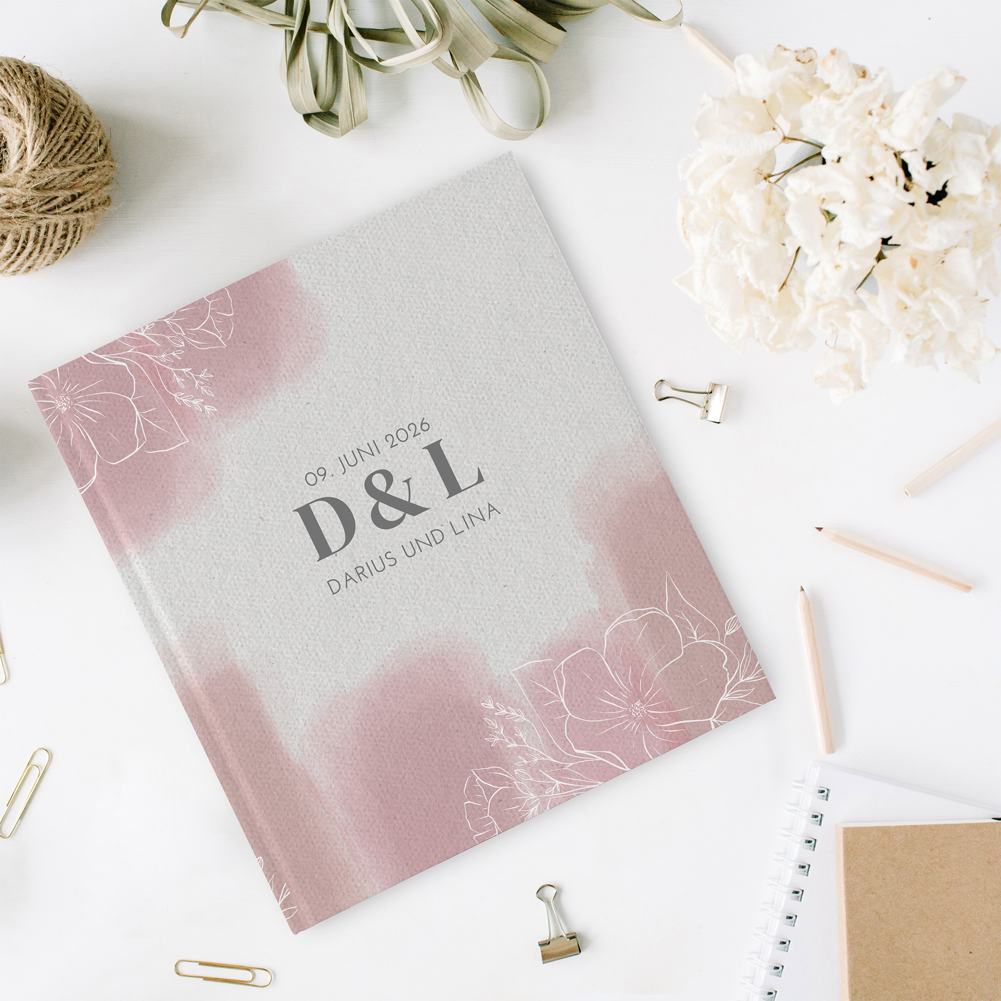 Gästebuch Hochzeit -  Aquarell "dusty bloom"