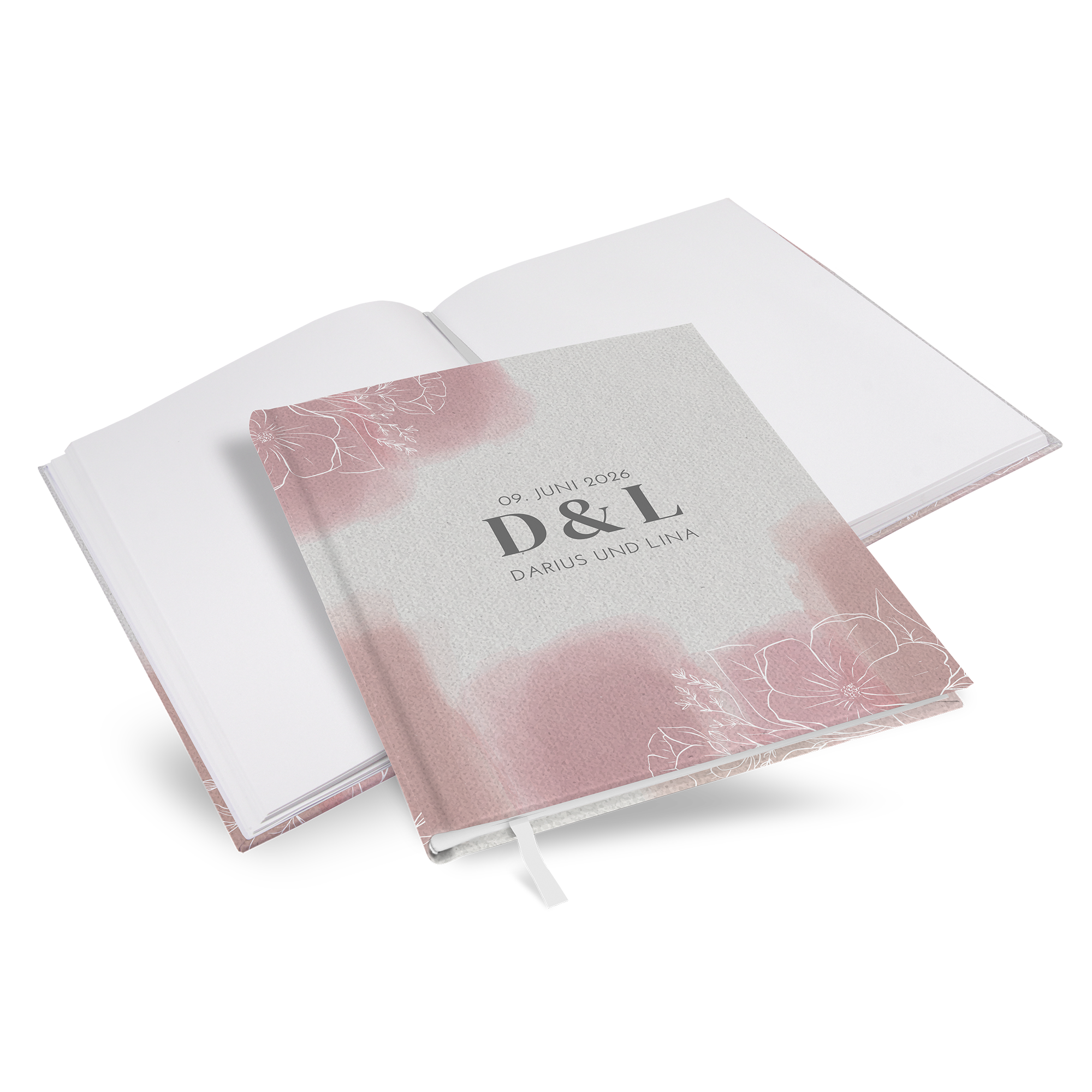 Gästebuch Hochzeit -  Aquarell "dusty bloom"