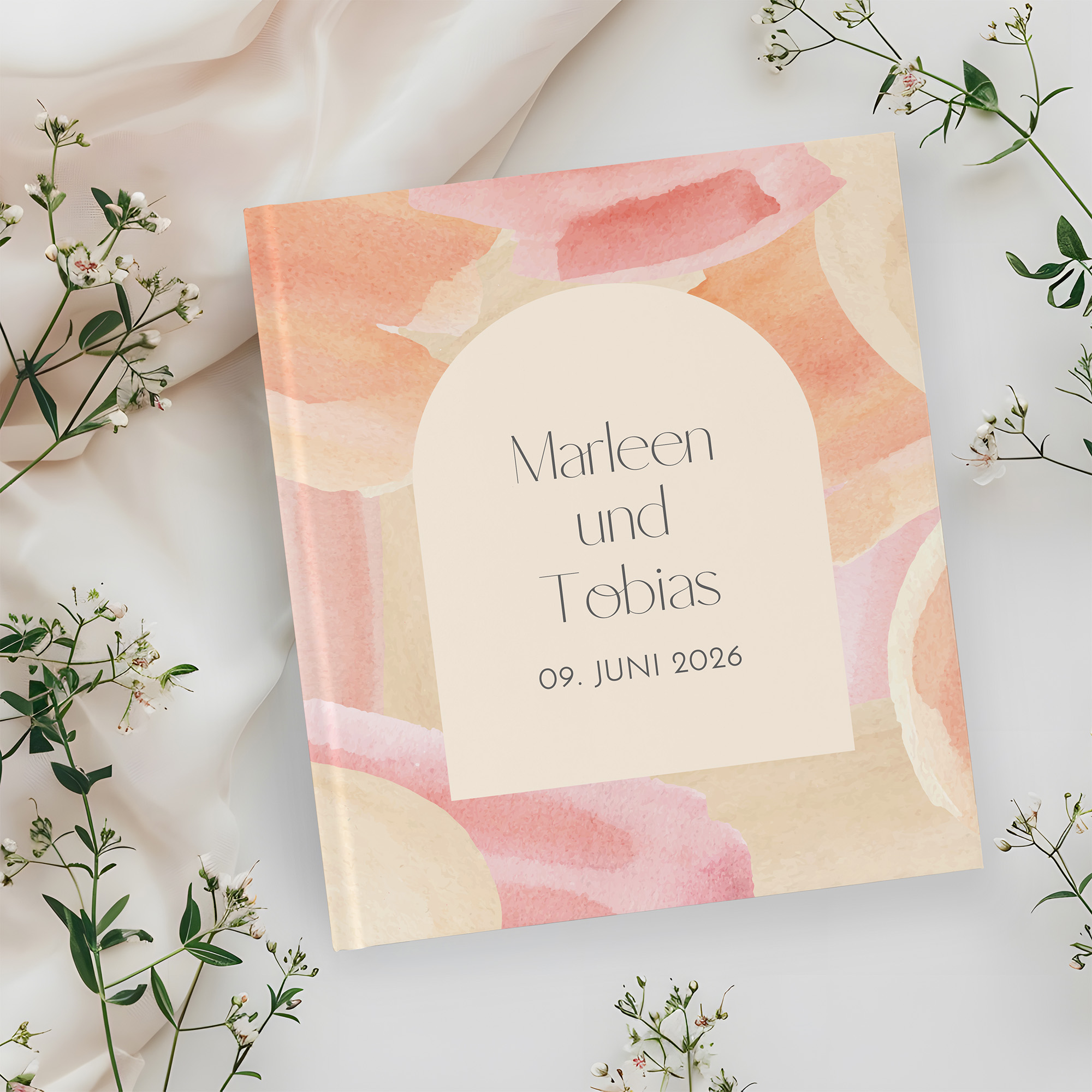 Gästebuch Hochzeit -  Aquarell  "sunset stroke"