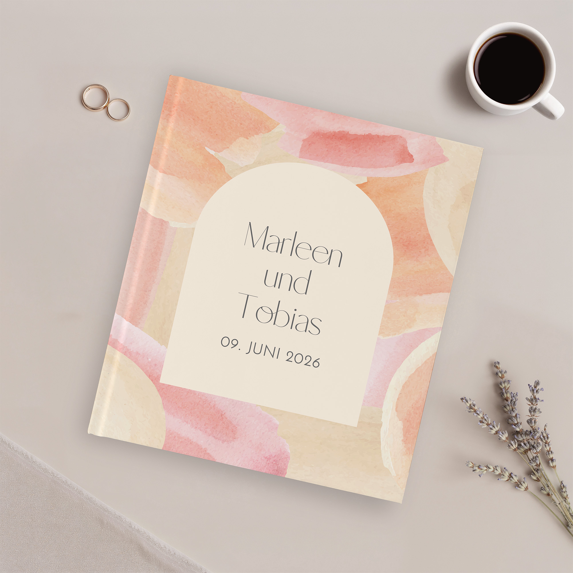 Gästebuch Hochzeit -  Aquarell  "sunset stroke"