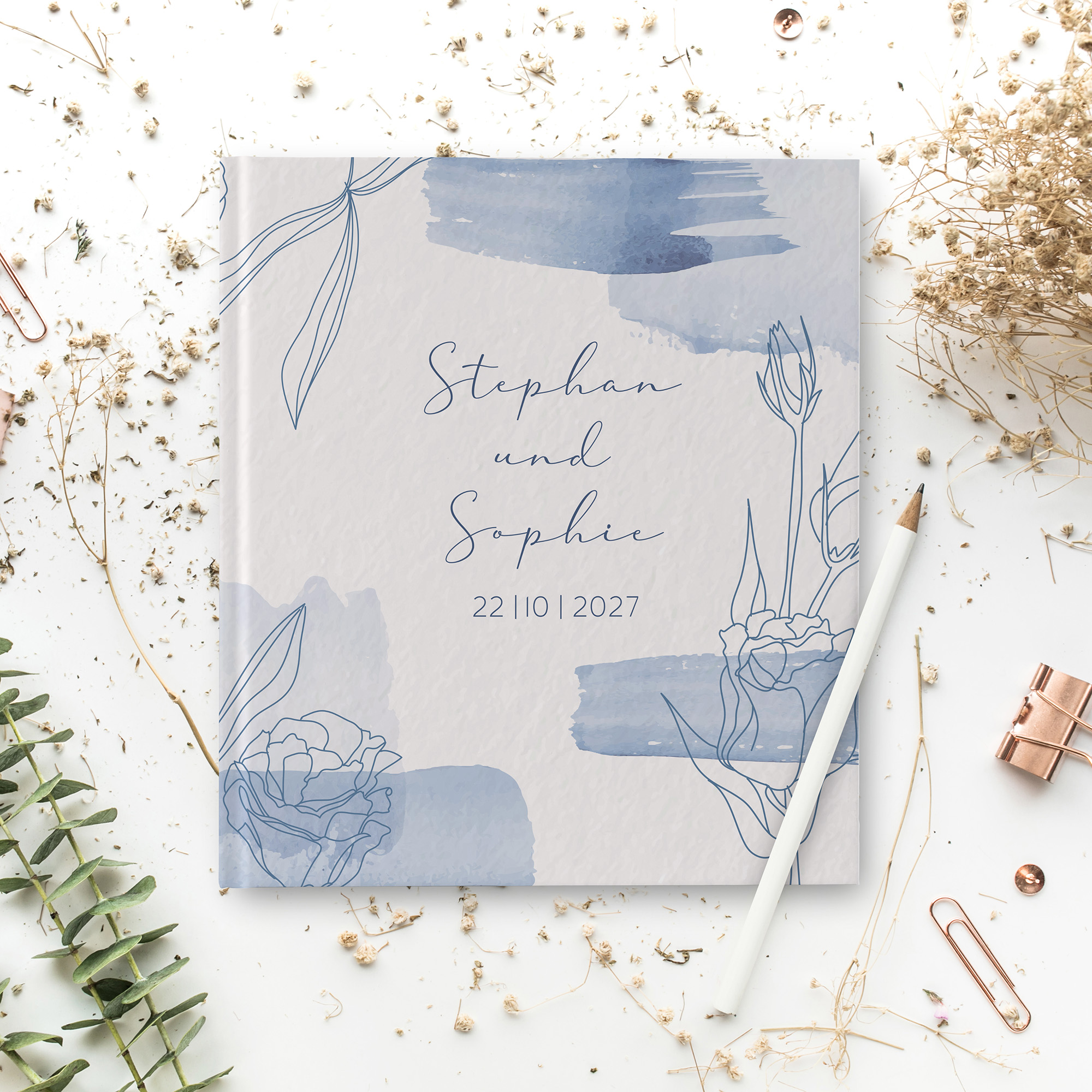 Gästebuch Hochzeit -  Aquarell "midnight petals"