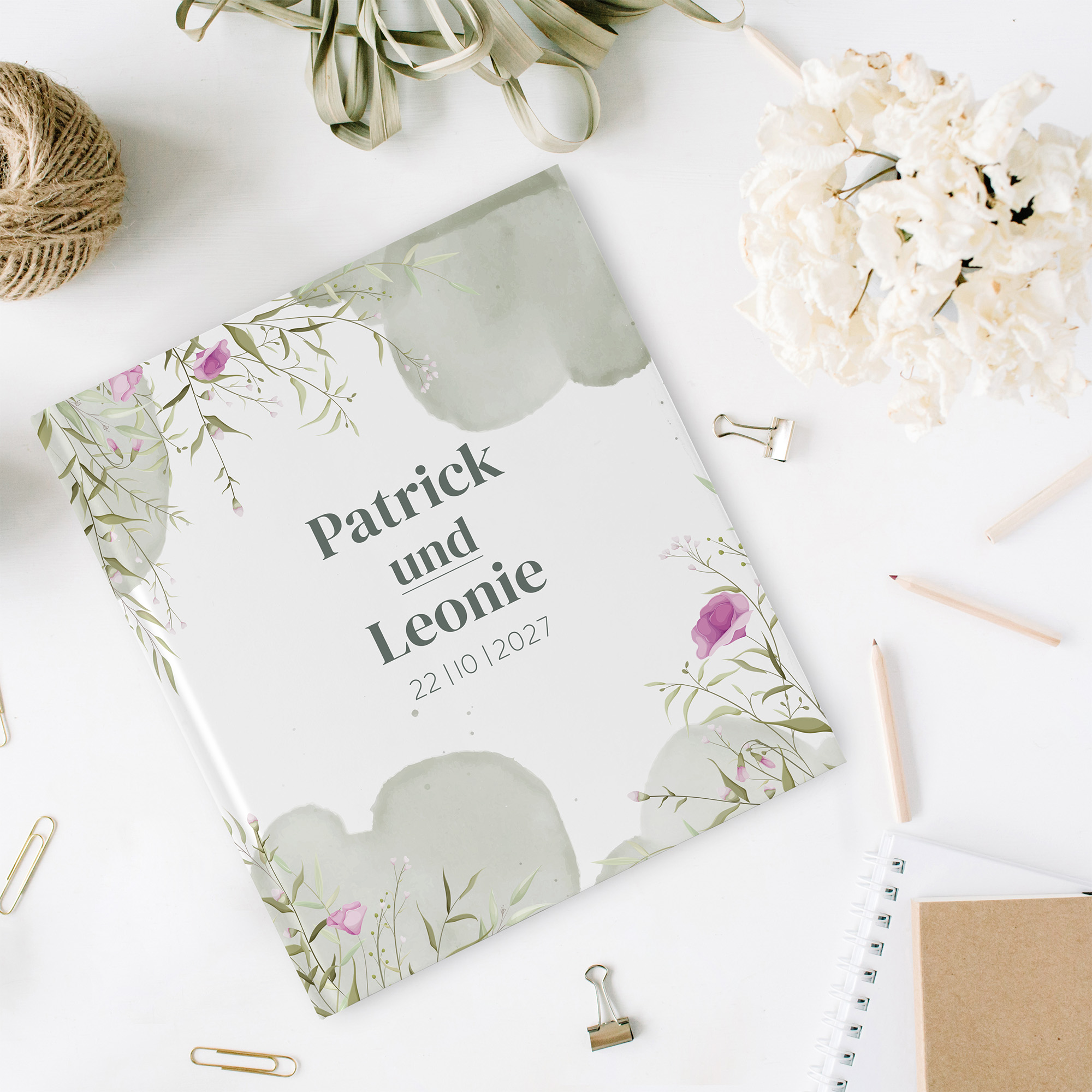 Gästebuch Hochzeit -  Aquarell "Wildflower Garden"
