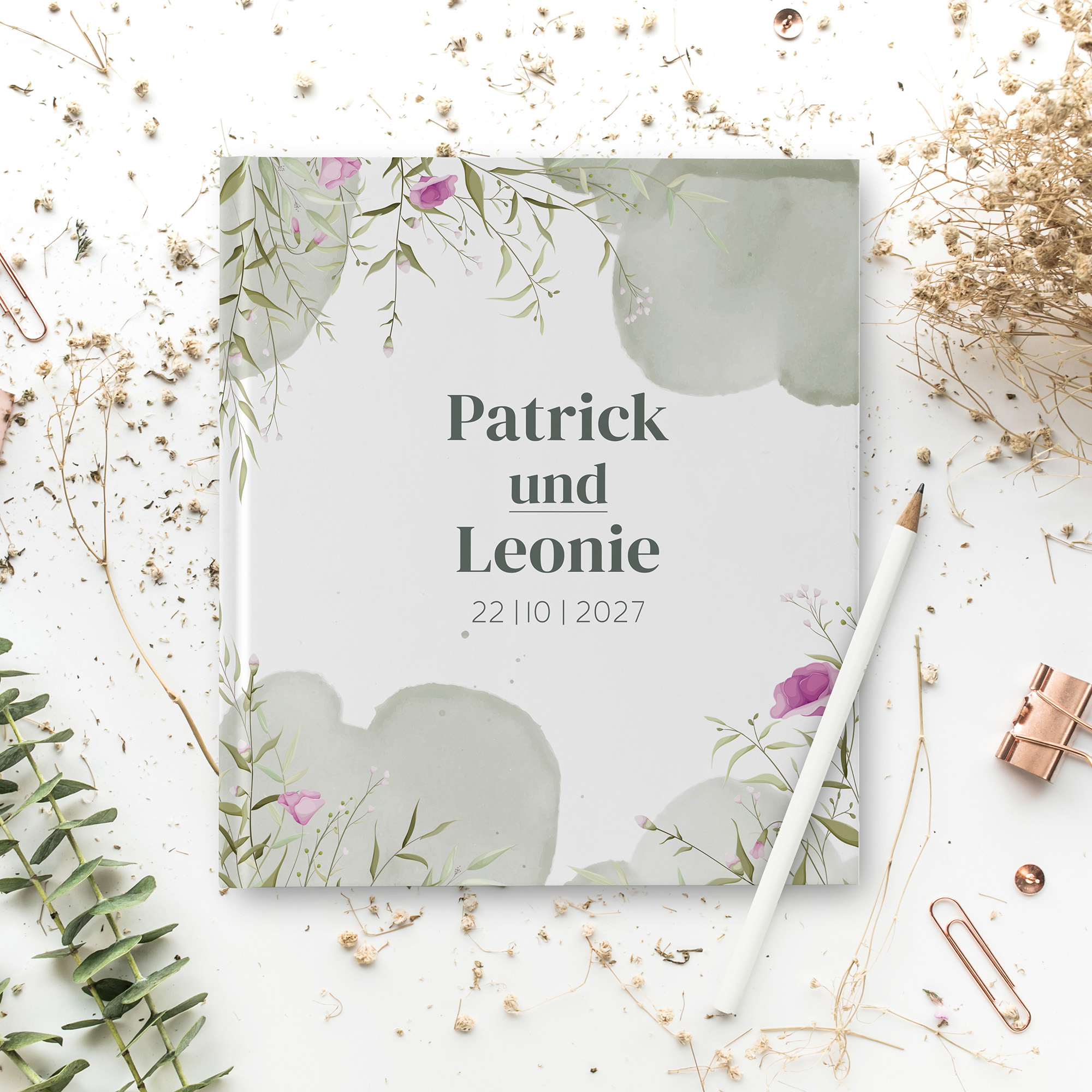 Gästebuch Hochzeit -  Aquarell "Wildflower Garden"