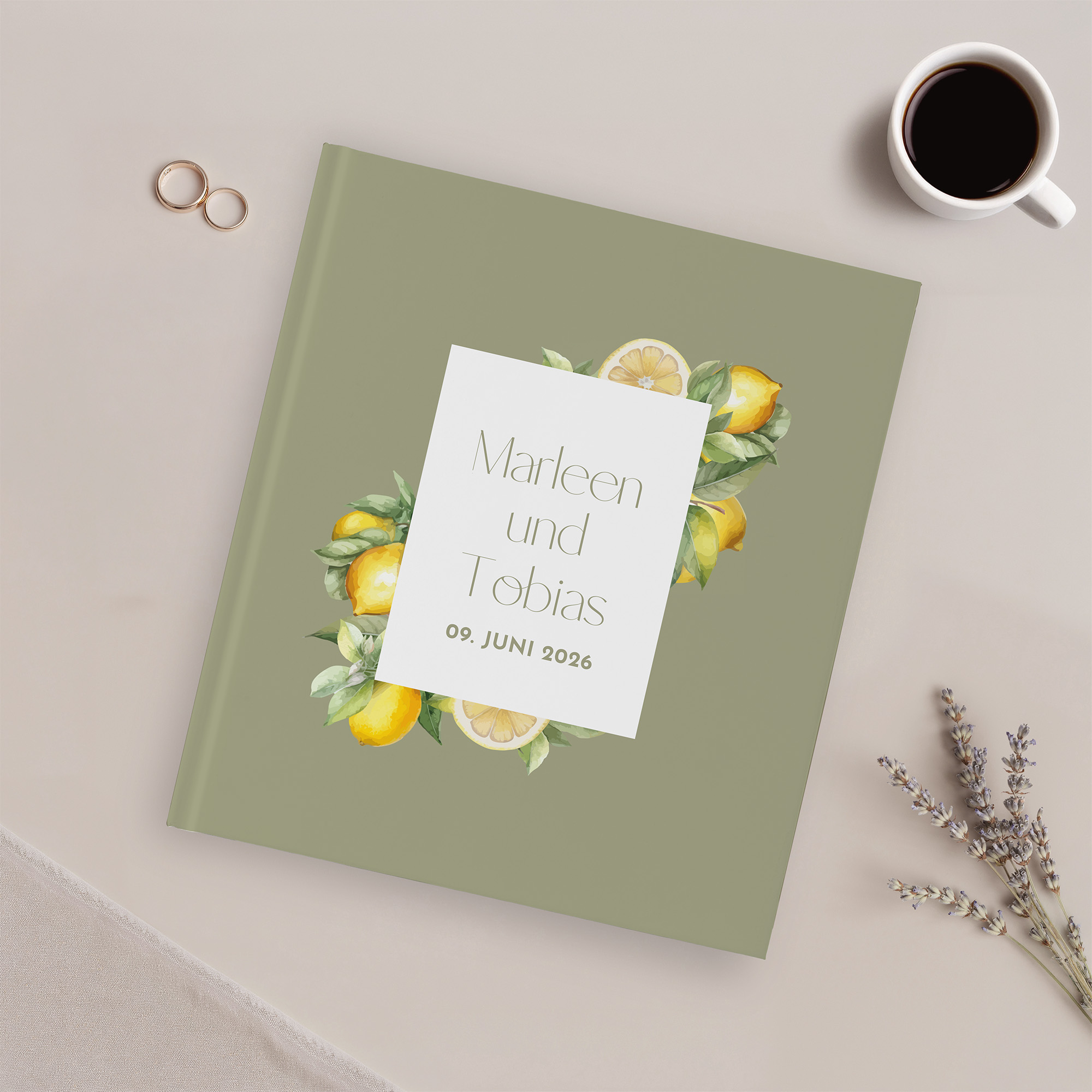 Gästebuch Hochzeit -  Aquarell "Olive & Lemon"