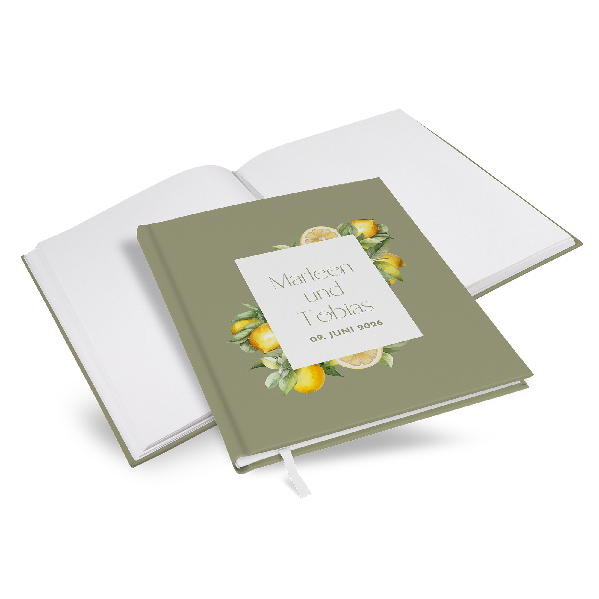Gästebuch Hochzeit -  Aquarell "Olive & Lemon"