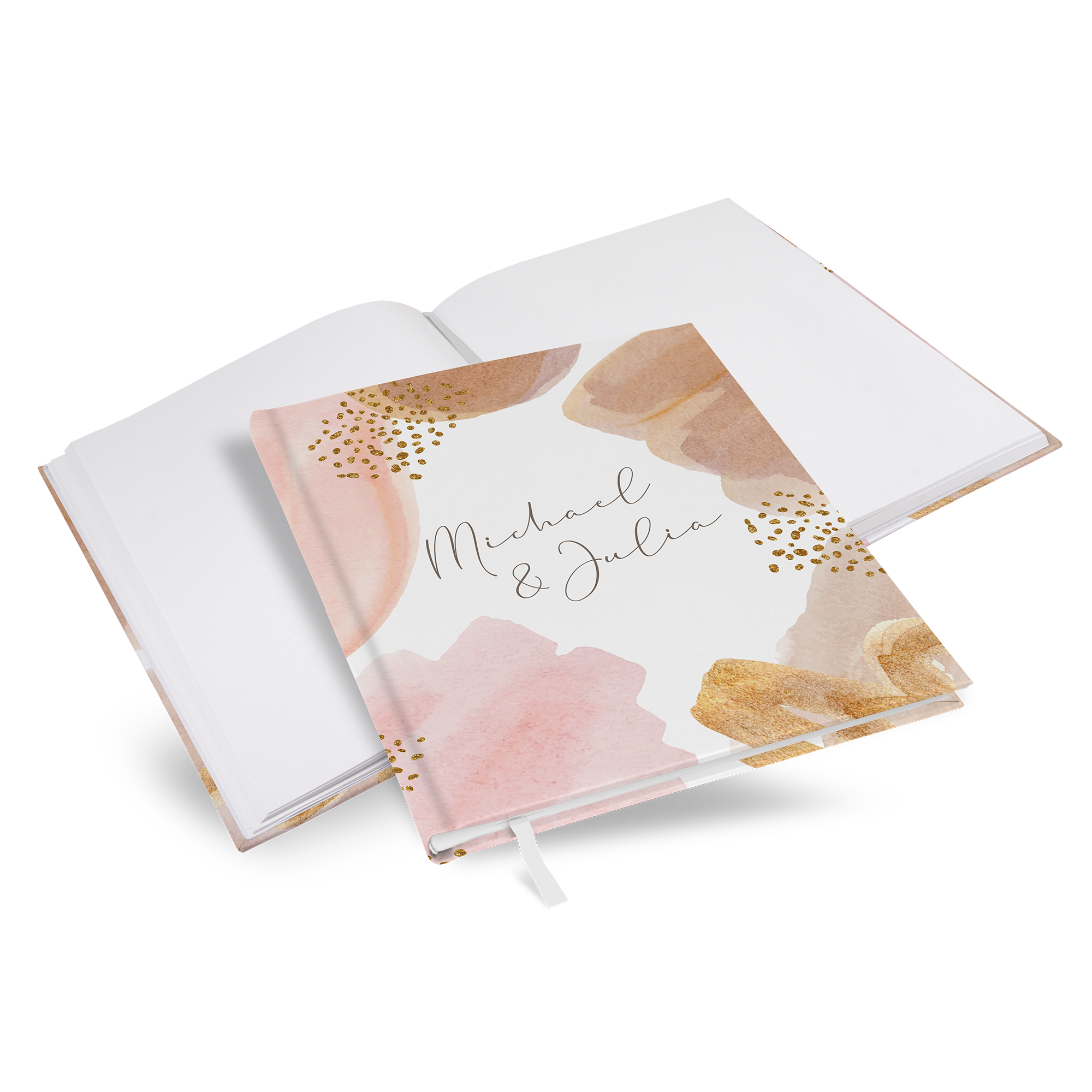 Gästebuch Hochzeit -  Aquarell "Golden Blush"