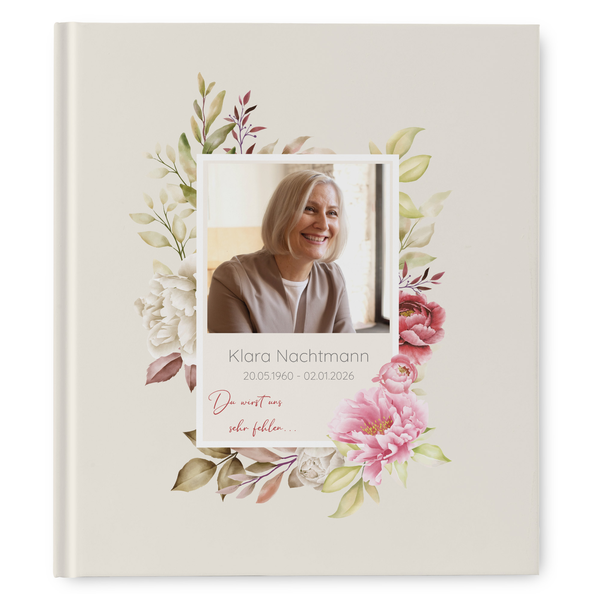 Kondolenzbuch - Floral "peony bloom"