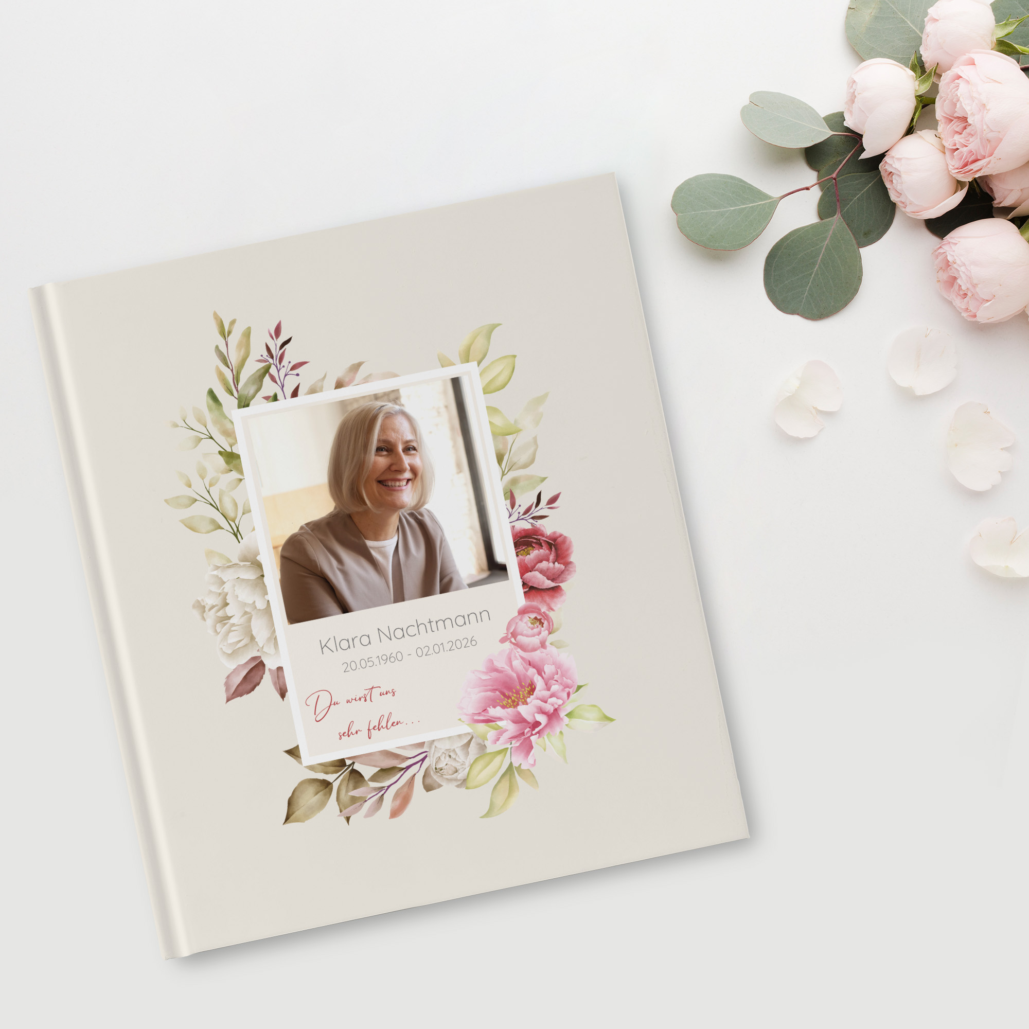 Kondolenzbuch - Floral "peony bloom"