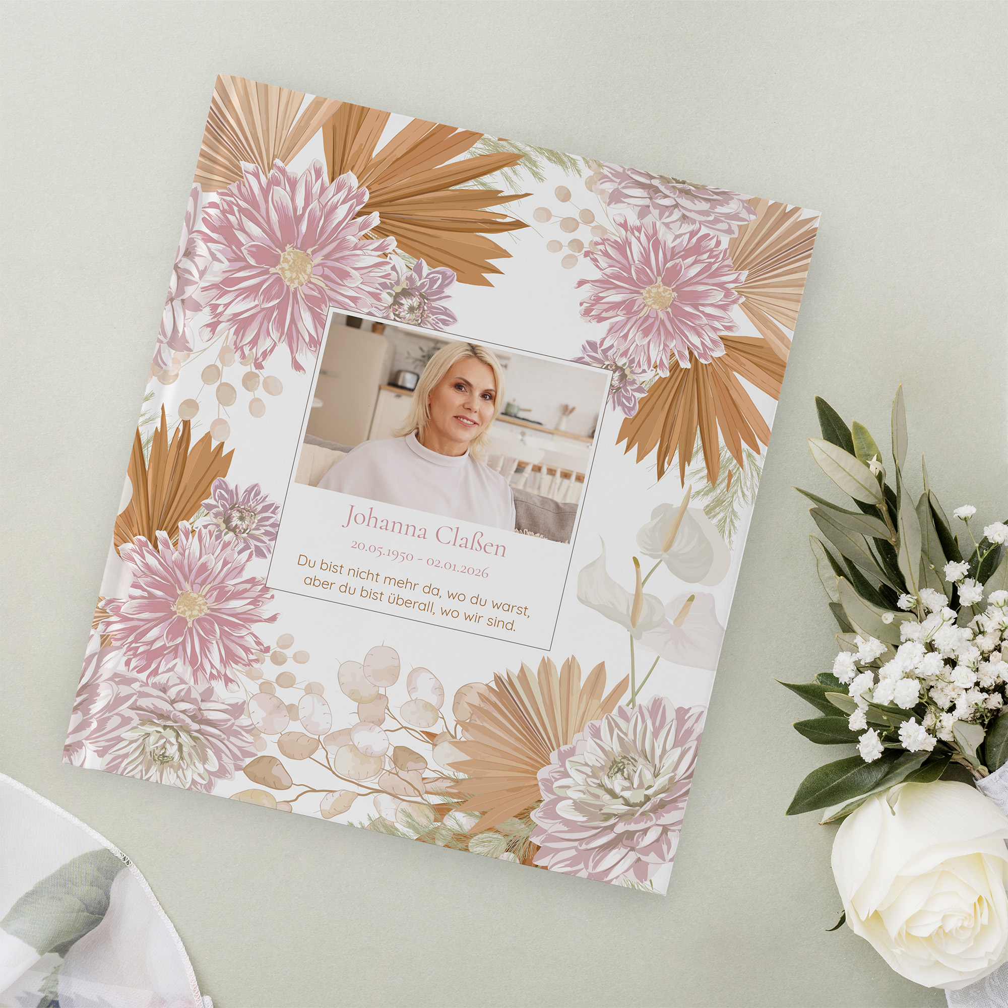 Kondolenzbuch - Floral "Terracotta Blossom"