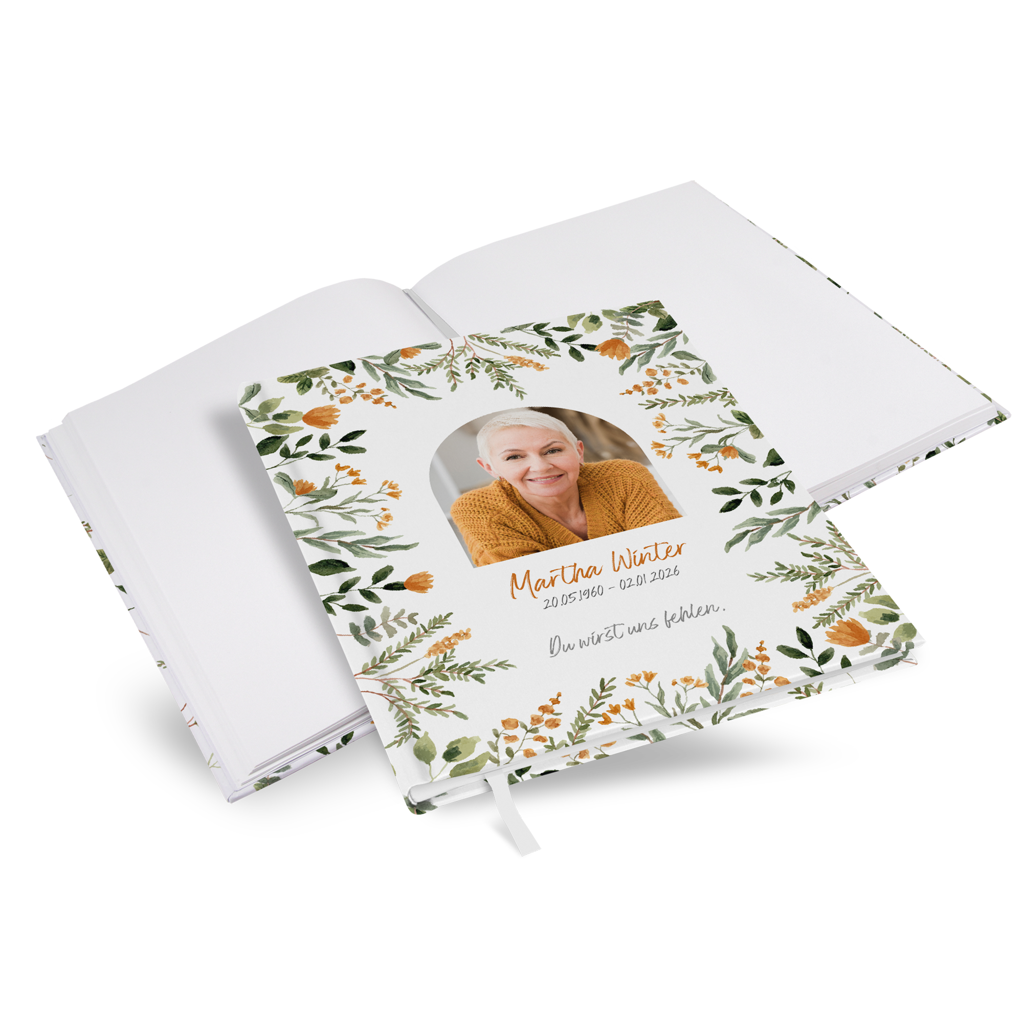 Kondolenzbuch - Floral "warm botanicals"