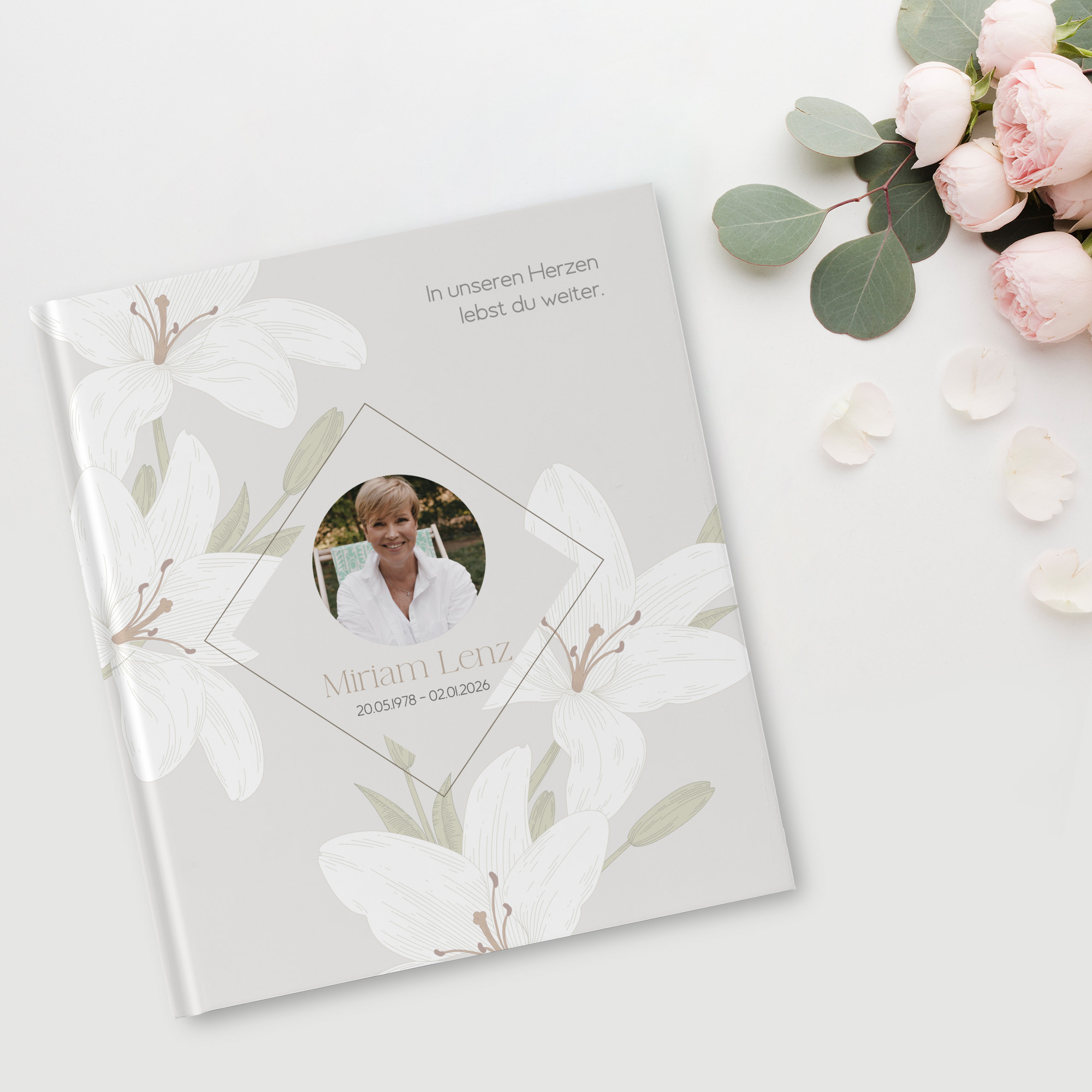 Kondolenzbuch - Floral "white lily"