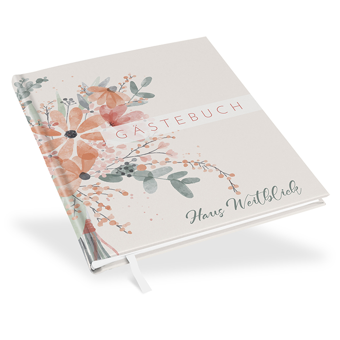 Gästebuch Ferienwohnung -  Aquarell "terracotta bloom"