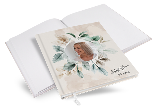Gästebuch Geburtstag - Aquarell - "leaf & taupe"