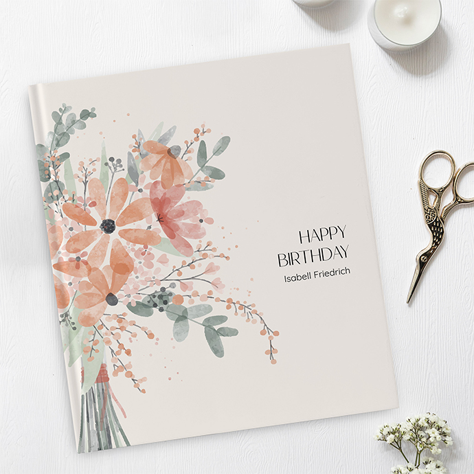 Gästebuch Geburtstag - Aquarell - "terracotta bloom"