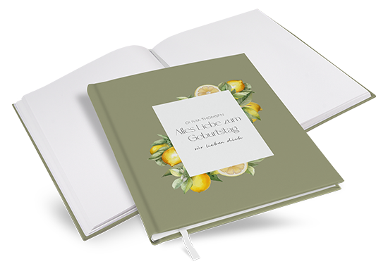 Gästebuch Geburtstag - Aquarell - "Olive & Lemon"