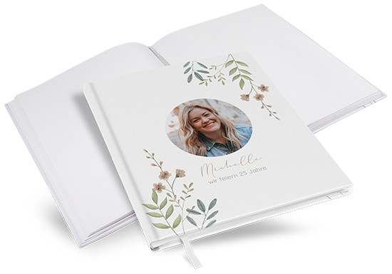 Gästebuch Geburtstag - Boho "Soft Leaves"