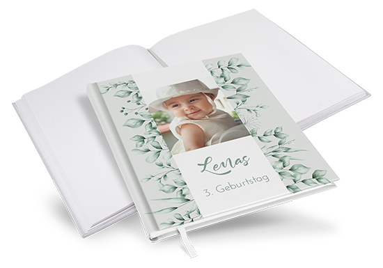 Gästebuch Geburtstag - Greenery "orange craft"