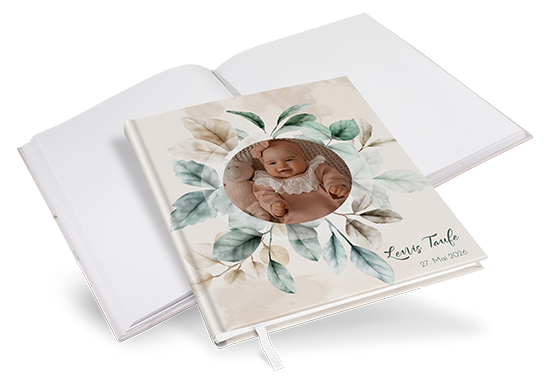 Gästebuch Taufe -  Aquarell "leaf & taupe"