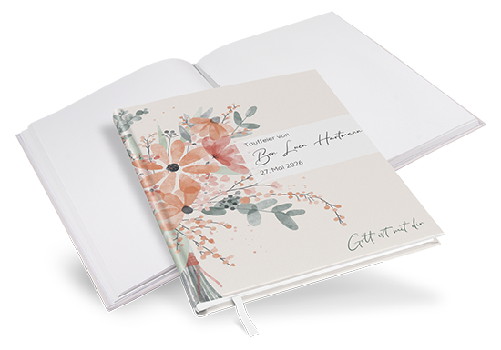 Gästebuch Taufe - Aquarell - "terracotta bloom"
