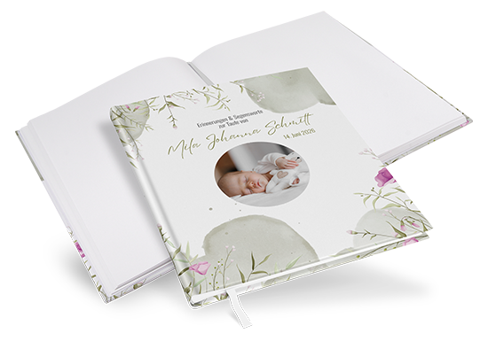 Gästebuch Taufe - Aquarell - "Wildflower Garden"