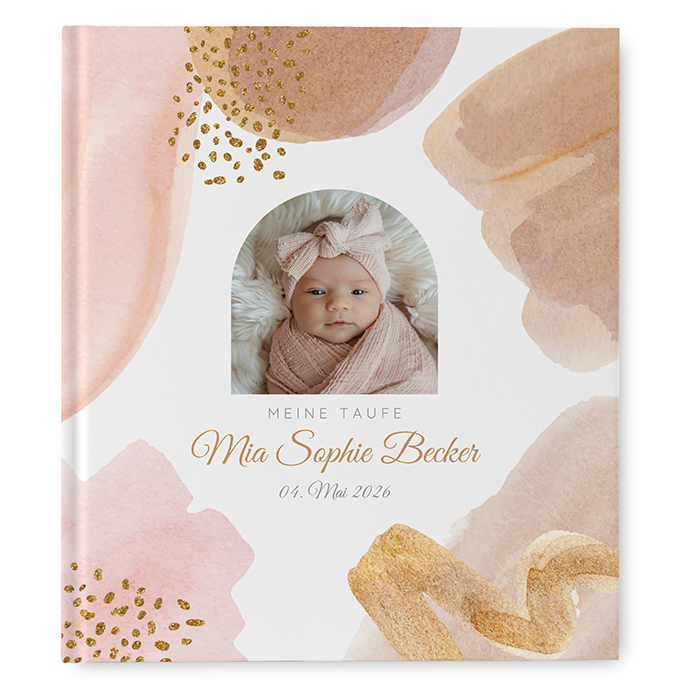 Gästebuch Taufe -  Aquarell "Golden Blush"