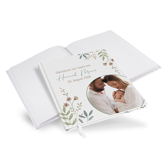 Gästebuch Taufe - Boho "Soft Leaves"