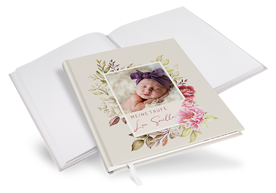 Gästebuch Taufe - Floral "Peony Bloom"