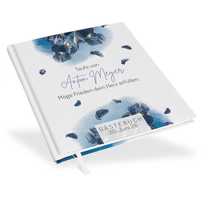 Gästebuch Taufe - Floral "Blue Petal"