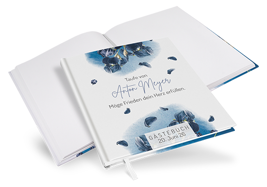 Gästebuch Taufe - Floral "Blue Petal"