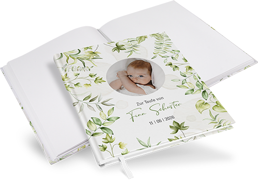 Gästebuch Taufe - Greenery "leaf light"