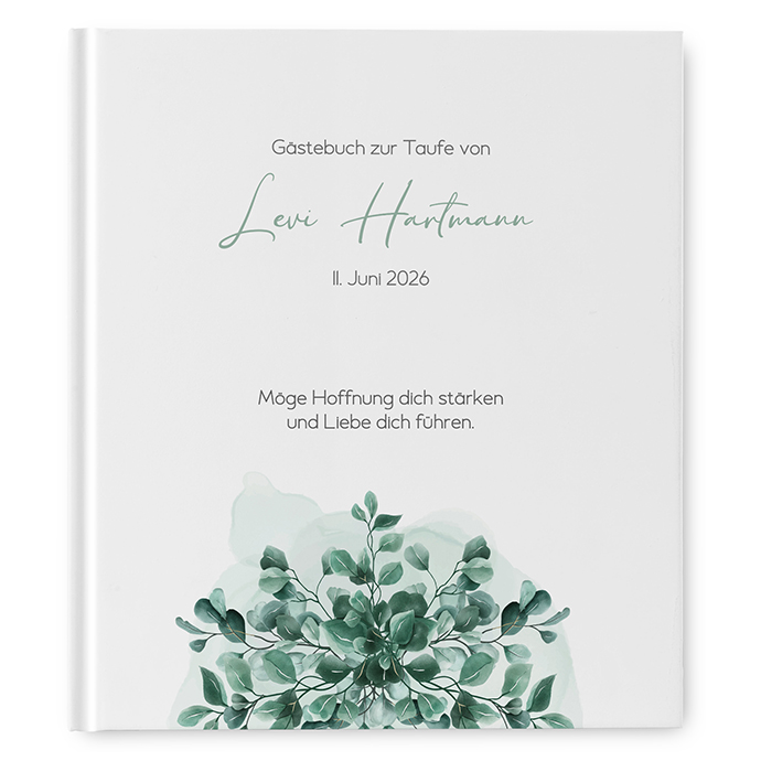 Gästebuch Taufe - Greenery "Evergreen Mint"