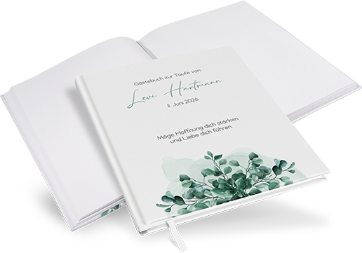 Gästebuch Taufe - Greenery "Evergreen Mint"