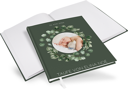 Gästebuch Taufe - Greenery "Tropical Frame"