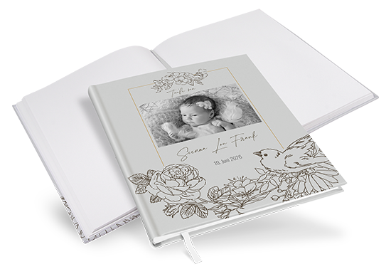 Gästebuch Taufe Vintage 'Petal Bird'